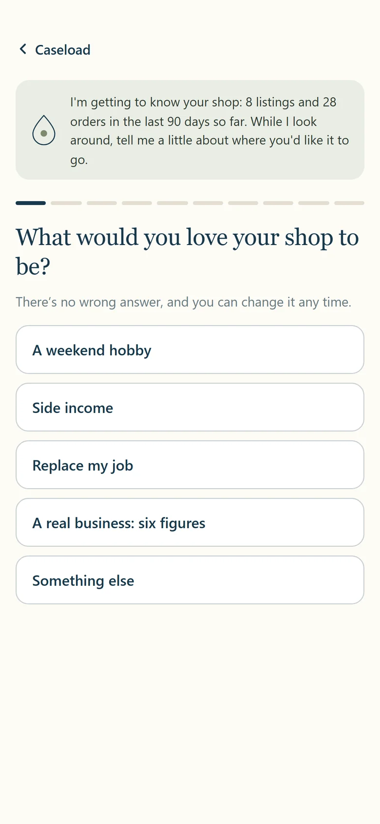 The goals chat while Spryte reads the shop: what would you love your shop to be?