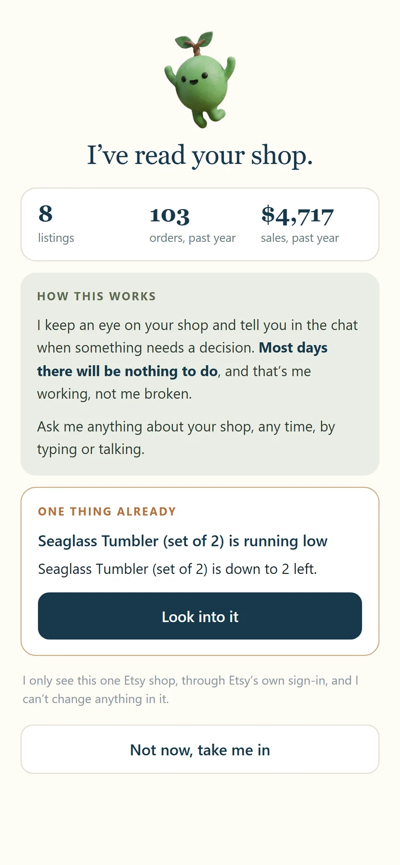 I've read your shop: how it works, and the first thing that needs you